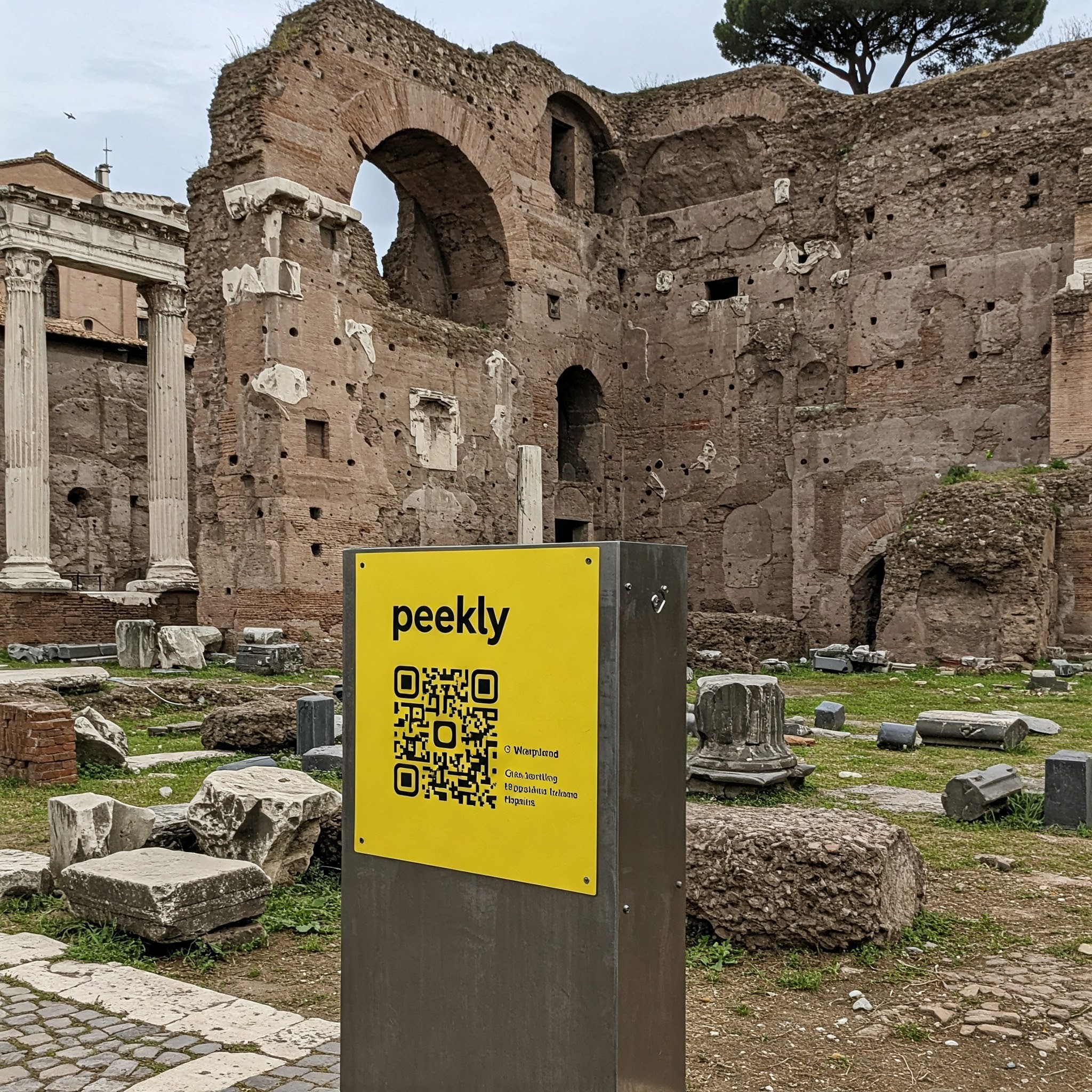 Sinalética Peekly com QR Code